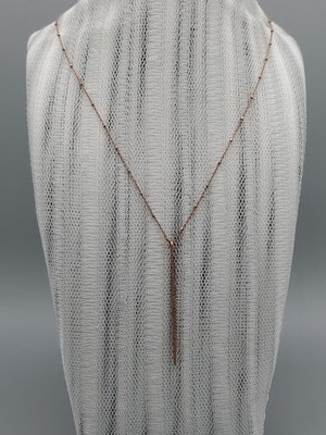 925 Sterling Silber zierliche Lariat Halskette 18'' Anhänger Italien rosegoldfarben