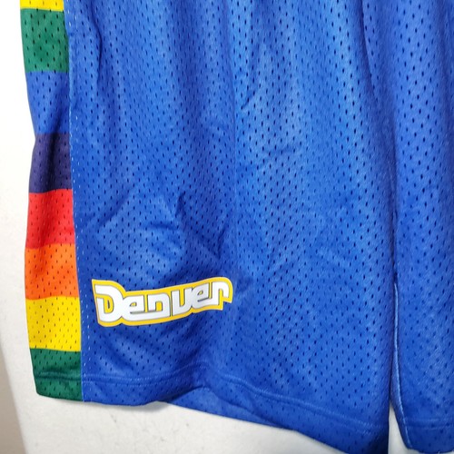 Denver Nuggets Shorts 2XL Blue Rainbow NBA Basketball Mitchell Ness 91 92 Road - Picture 4 of 12