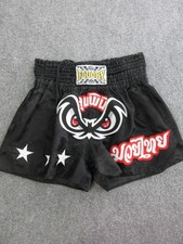 Pantaloncini Fluori Uomo 2XL Nero Muay Thai Raso Elasticizzati Vita Boxe Allenamento