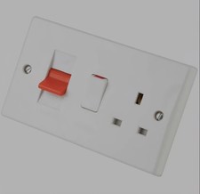 Double Pole 45a Cooker Control Switch 13A Socket With Neons Moulded WK518044