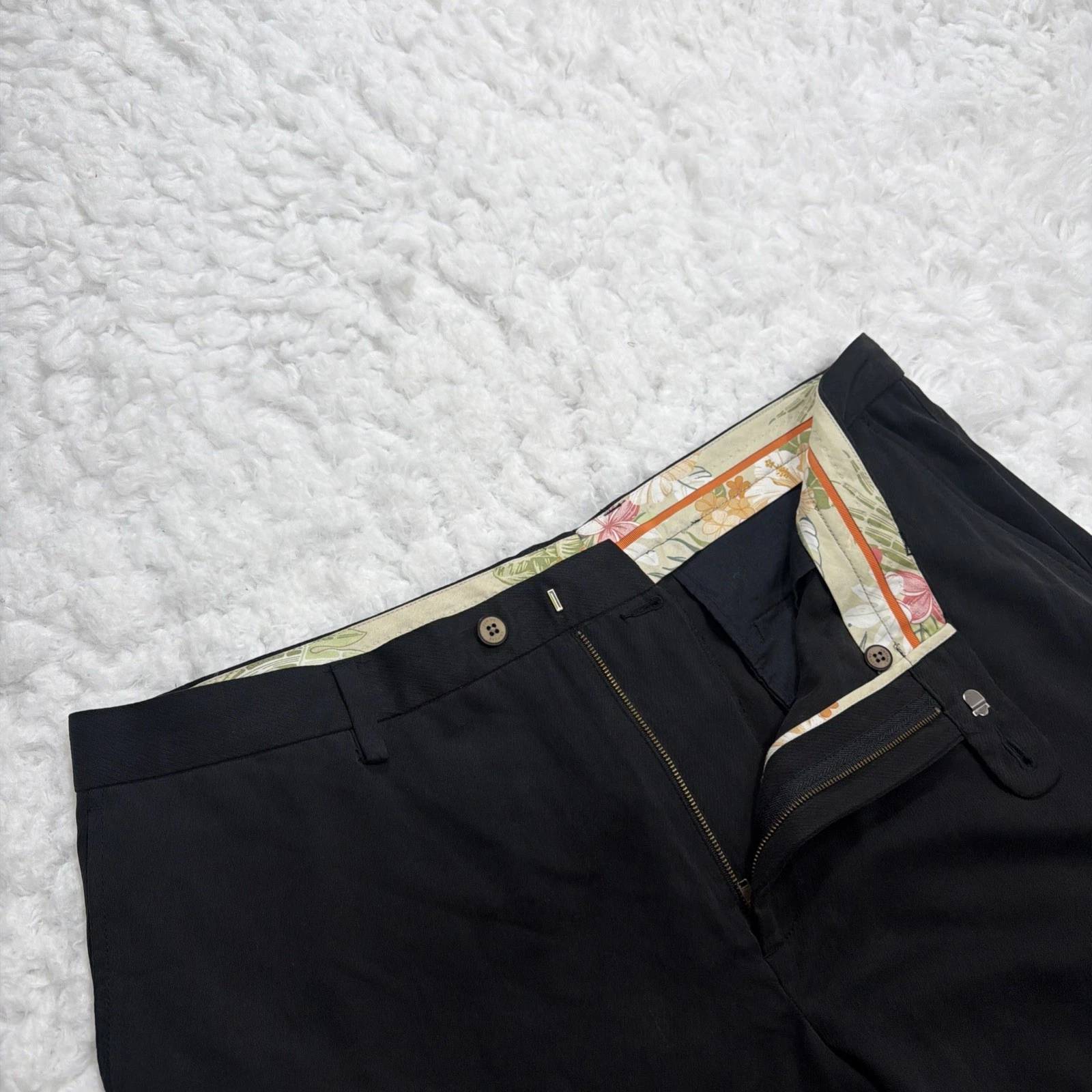 TOMMY BAHAMA Black Silk Flat Front Chino Pants Men's Size 40 40x28 Straight Leg