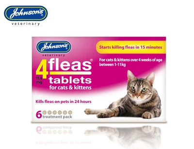 JOHNSONS 4FLEAS CATS & KITTENS TREATMENTS FLEA KILLER TREATMENT 3, 6 TAB BULK