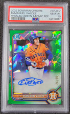 2022 Bowman Chrome Green Atomic Refractor /99 AUTO Enmanuel Valdez RC PSA 10