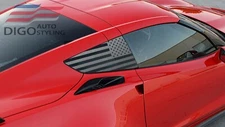 Precut 2014-2019 C7 Corvette Window American Flag Decals sticker Both Side black