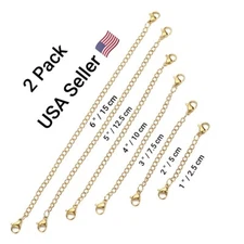 2-Pack Extender /Safety Chain Extender Necklace Bracelet Lobster lock 1" To 6"