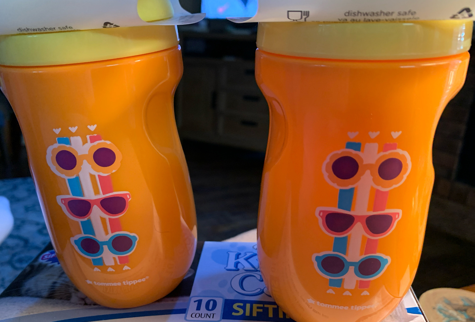 Lot of 2 Tommee Tippee Insulated Straw Toddler Sippy Cup 12+ (2 ORANGE)