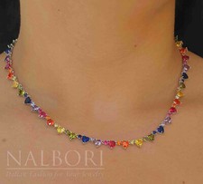 tennis bracciale collana argento 925 cuori verde peridoto smeraldo zirconi donna