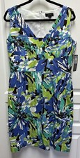 Tahari Arthur S. Levine Cotton Sleeveless Dress Size 12 Floral Watercolor $128