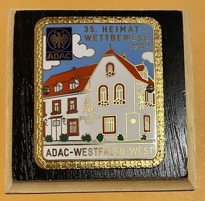 Badge auto car German Rally Tour Club Grille plaque ADAC #2325 1989 Westfalen