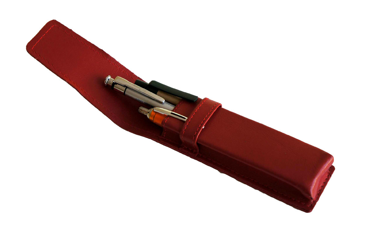 Étui En Cuir Noir Pour 3 Stylos-plume Ou Crayons - Accessoire D'écriture Neuf Avec étiquettes