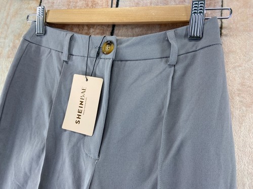 NEW Shein Bae Pleated Split Dress Trouser Pants Women's XS US 2 EU 34 Gray NWT - Picture 5 of 24