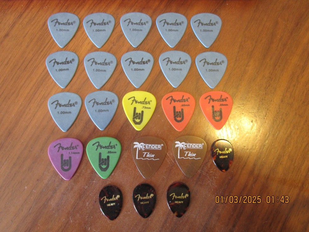 Lot of 23 Fender Guitar Picks. Various Gauges - New A40
