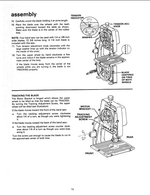 Owner's Operator Manual Fits Craftsman 10 inch Direct Drive Band