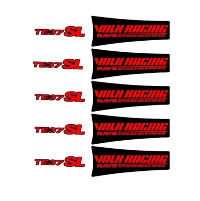 5 x VOLK RAYS TE37 SL  Red/Black Wheel Rim Decals for 17, 18 & 19 Ïnch Free Post