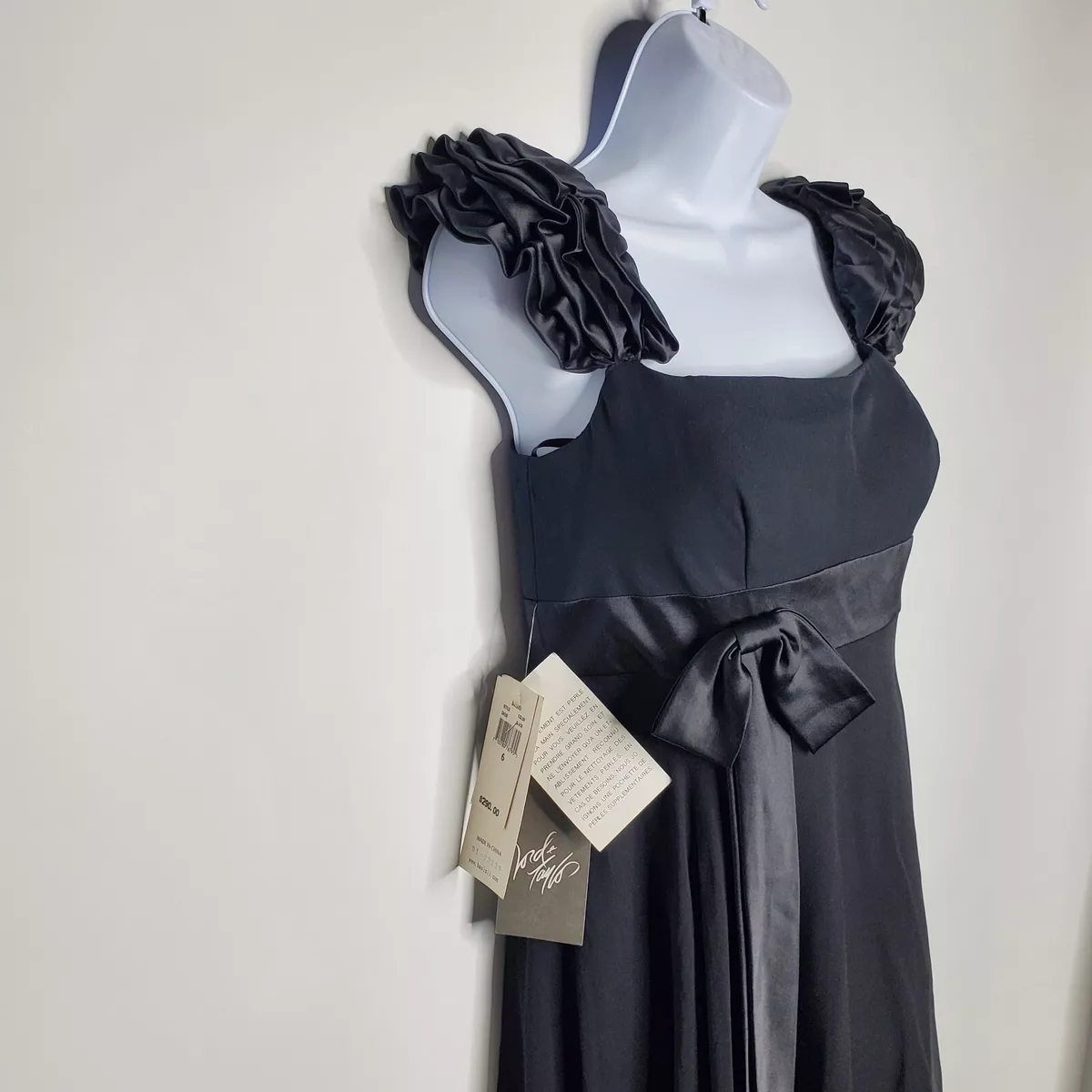 Basix II Womens 100 Silk Babydoll Dress Size 6 Black Ribbon