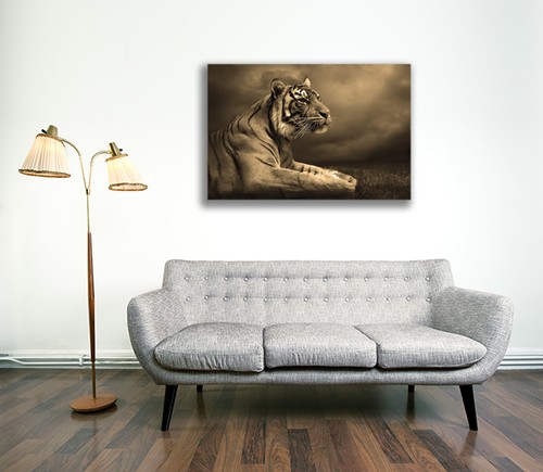Tiger Leinwand Tier Wandbild Kunstdruck Bild 17 Galeriequalität - Bild 5 von 7