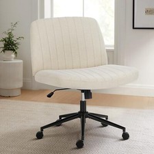 Fabric Criss Cross Chair with Wheels Home Office Chair Wide Armless Desk Chair