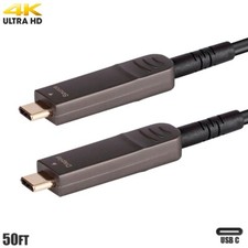 50FT AOC USB-C 3.1 Type C Active Fiber Optic Video Cable Slim 4K 60Hz HDR Gold
