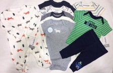 NEW Lot of 9 Carter s Baby Boy Basics Bodysuits Sleep n Play Outdoor Outfit NB