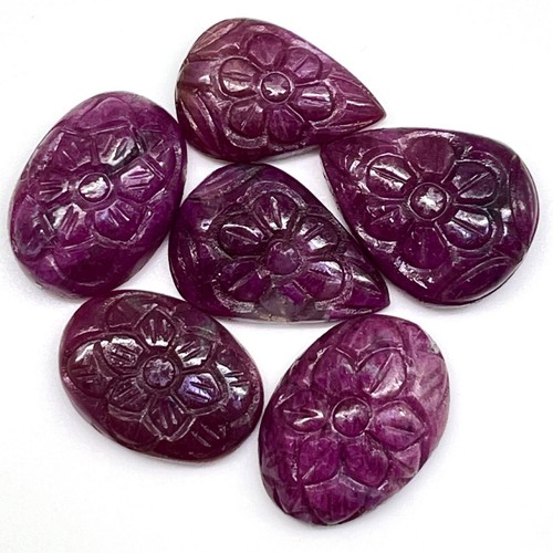 6 Pcs Natural Ruby Unheated Rare Moghul Carved Exclusive Gemstones Lot 55.30 Cts - Picture 13 of 14