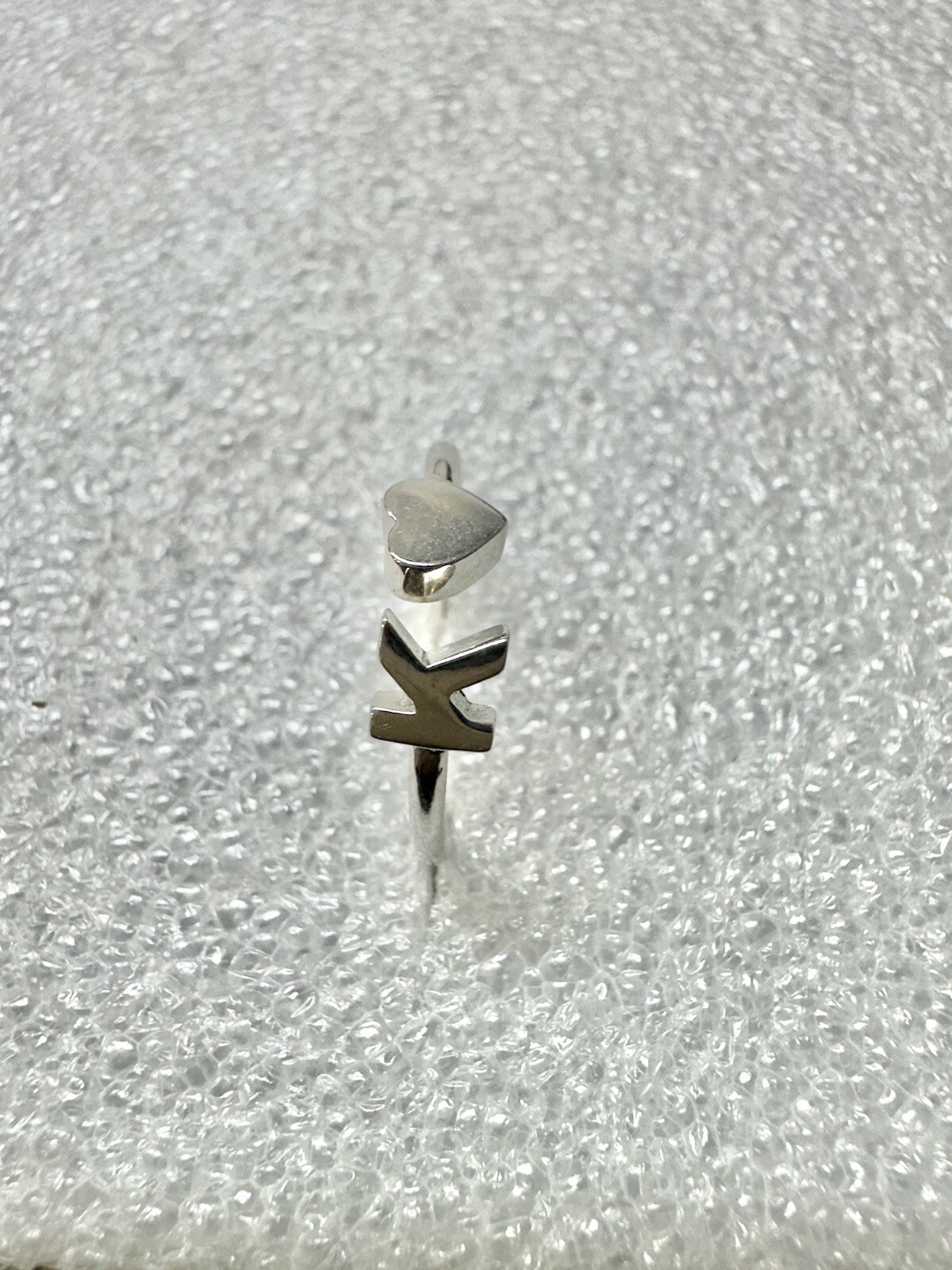 .925 Initial K & Heart Adjustable Ring - image 1