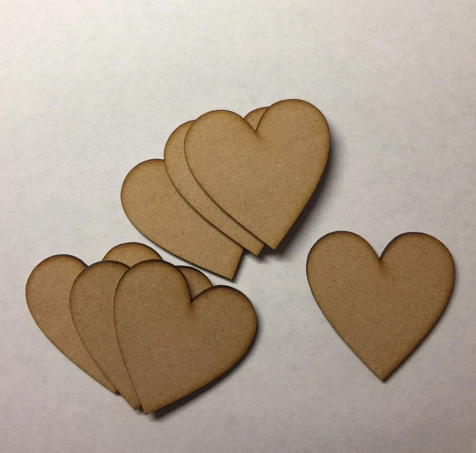 Madera 100mm (10cm) corte láser 3mm MDF Corazones Blanco Artesanía Forma Letrero