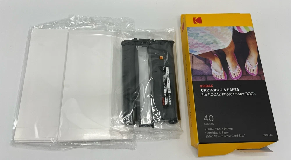 KODAK Cartridge Refill & 40 Photo Sheets For Photo Printer Dock PHC-40 100x148mm