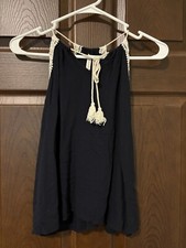 Chocolate Women’s Navy Sleeveless Thin Strap Blouse Top USA Made sz S