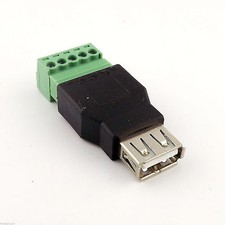 USB 2.0 Type A Female to 5 Pin Screw with Shield Terminal Plug Adapter Connector