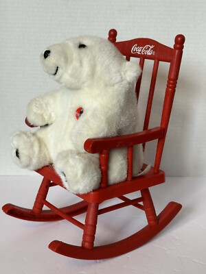 アンティーク雑貨 VINTAGECoca-Cola PolarBear 1997 Enesco Vintage 1997 Coca Cola Polar Bear Rocking Chair Toy Red White