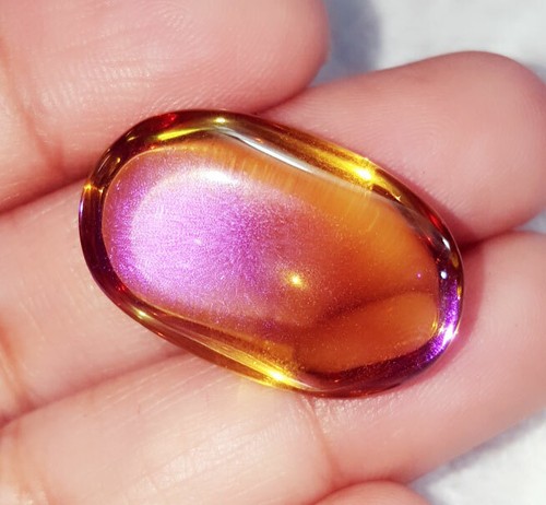Loose Gemstone 24.00 Ct Australian Black & Golden Synthetic Opal Certified Gem - Picture 5 of 8