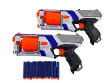 Nerf Strongarm N-Strike Elite 2 White Blaster 6 Shot Revolver Lot Set Foam Darts