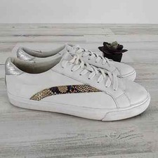 Madewell White Leather Sneakers Lace Up Snakeskin Stripe Size 9