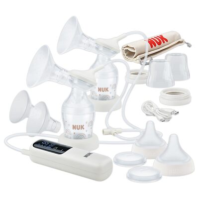NUK Soft & Easy elektrische Doppel-Milchpumpe | Brustaufsätze aus 100 % Silikon