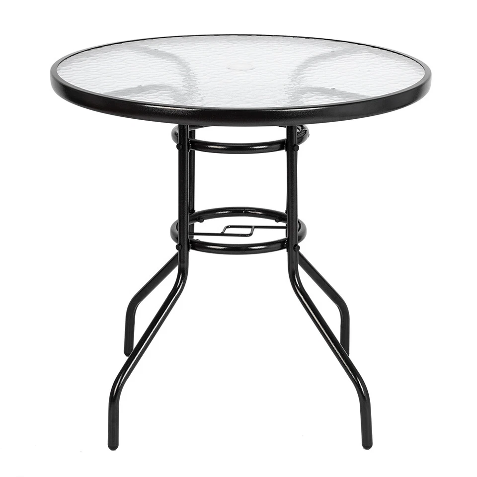 Outdoor Dining Table Round Toughened Glass Table Yard Garden Glass Table - Image 4 of 4