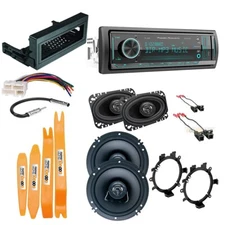 Single DIN Receiver & kit + Front/Rear Speakers for 1995-2002 Sierra/Silverado