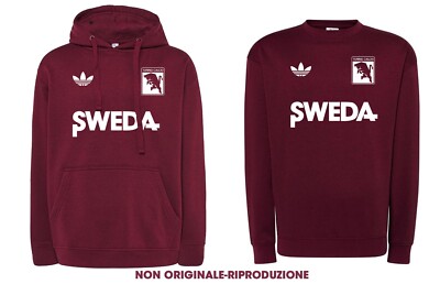 Vintage 80er Jahre Stier Sweatshirt Fußball mit Kapuze oder Rundhals Granat Turin Retro