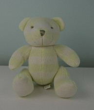 Green Cream Stripe Teddy Bear Plush Stuffed Animal Toy Sweater Knit Squeaker