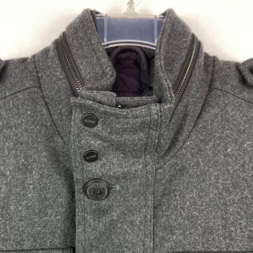 Guess Military Coat Jacket Grey Wool Blend Insulated Men's Sz S $295 - Picture 5 of 9