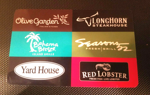 Darden Restaurants Gift Card 50 Value Olive Garden Longhorn Red 