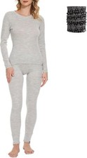 Women's Merino Wool Base Layer Set - Thermal Underwear Cold Weather Performance