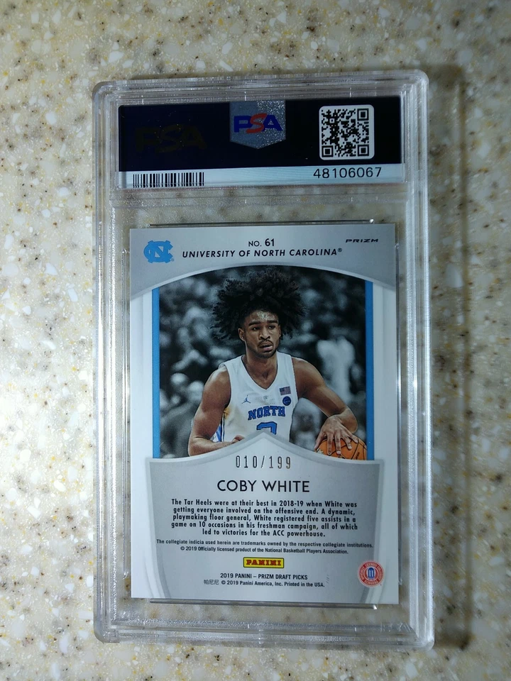 2019/20 Panini Prizm /199 Coby White RC Crusade Purple/Green Prizm PSA 10 #61 - Image 2 of 2