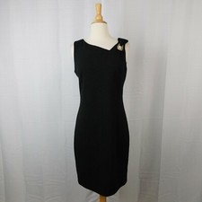 Laundry Shelli Segal Asymmetric Neck Ruched Glitter Cocktail Dress Black Size 6