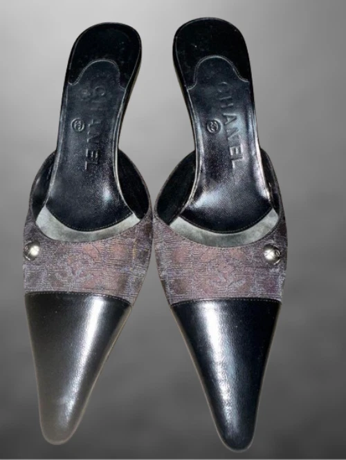 Sandali originali Chanel nuovi da viaggio muli marchio CoCo nero marrone US 5 1 2