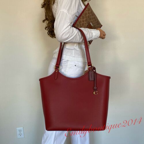 NWT COACH DAY TOTE BRICK RED PEBBLE LEATHER BAG REMOVABLE ZIP POUCH C6337  195031398582 | eBay