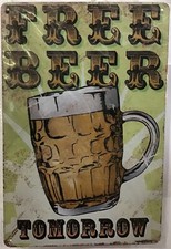 8x12 TIN SIGN Free Beer funny alcohol bar man cave vintage wall plaque poster