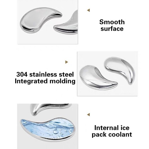 1pair Cooling Eye Pad Stainless Steel Eye Mask Ice/Hot Eye Patches For Puffy -jy - Picture 4 of 12
