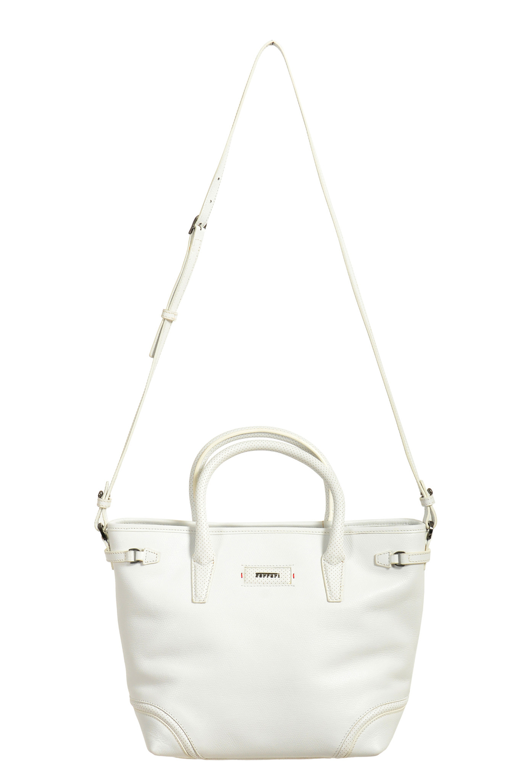 Женская сумка-тоут Scuderia Ferrari из белой текстурированной кожи через плечо