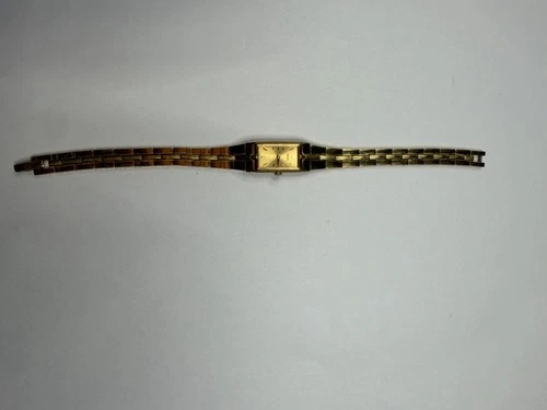 Vintage Seiko Watch Women 2E20-7479 13mm Gold Tone Rectangle New Battery 6.75"