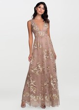 Blush Mark Romantic Adventure Embroidery Mesh Maxi Dress Formal Dusty Rose 1X